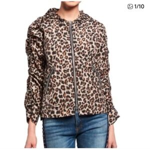 Veronica Beard Sibila Leopard Hooded Short Anorak Jacket size S